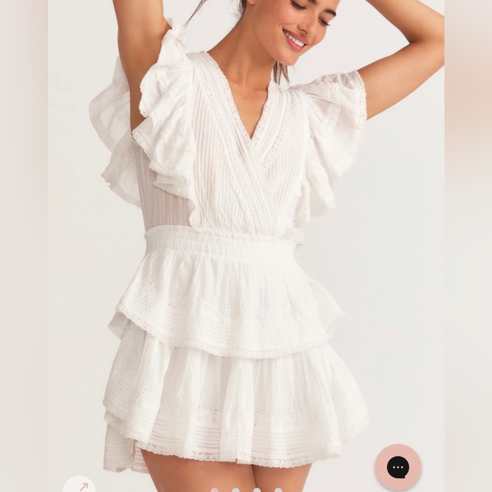 This is a LoveShackFancy gwen mini dress in the color white, size small.
